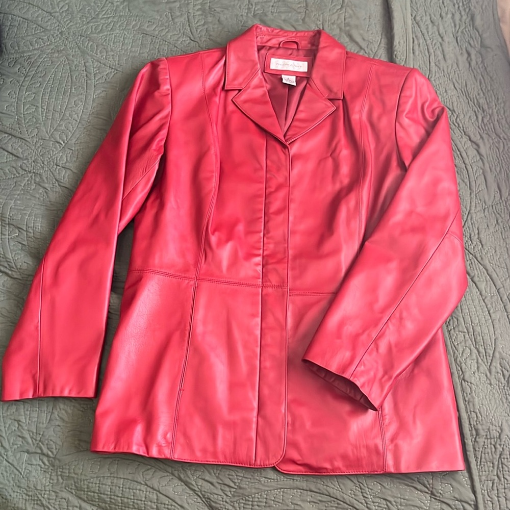 Vintage Preston & York Red Lambskin Leather Jacket
